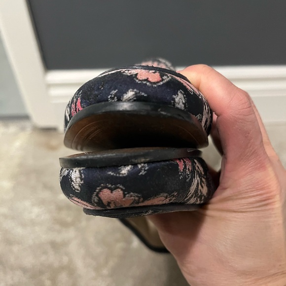 Sam Edelman Lorraine Navy and Pink Floral Loafers with Gold Buckle - Picture 5 of 6